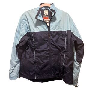 Nike Windbreaker Jacket Women’s Size Large Two Tone Blue Nylon Y2K Lined 223178